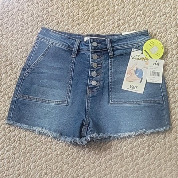 High Rise Button Fly Denim Daisy Dukes Denim Cutoff Shorts Size 7/28 NEW - Picture 7 of 8